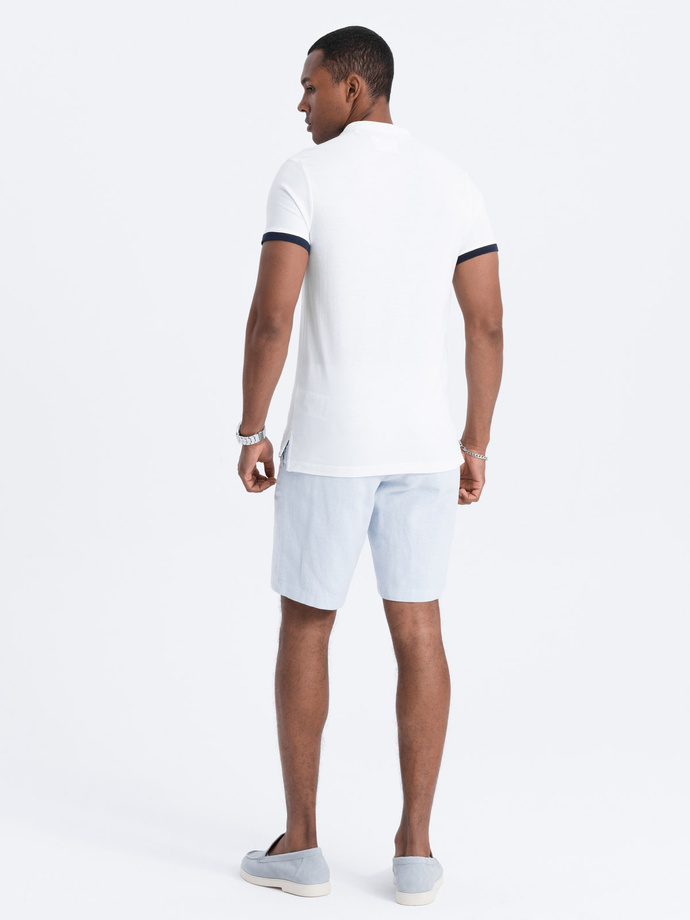 Men's collarless polo t-shirt - white V1 S1381