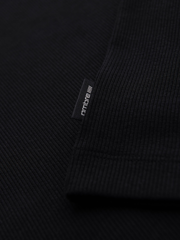 Men's cotton basic t-shirt with straps - black V3 OM-TSBT-0239