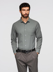 Koszula męska klasyczna regular fit - khaki V4 K694