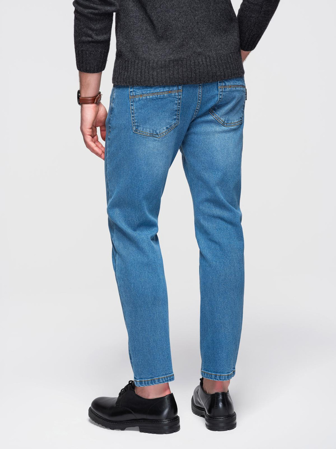Men's jeans with REGULAR FIT rubs - blue V3 OM-PADP-0241