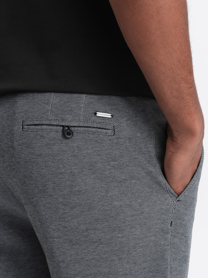 Men's shorts made of two-tone melange knit fabric - black V2 OM-SRCS-0127