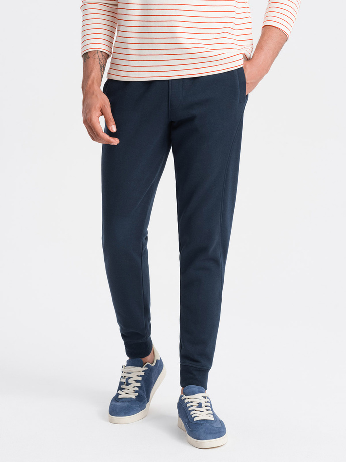 BASIC men's cotton jogger sweatpants - navy blue V1 OM-PABS-0174
