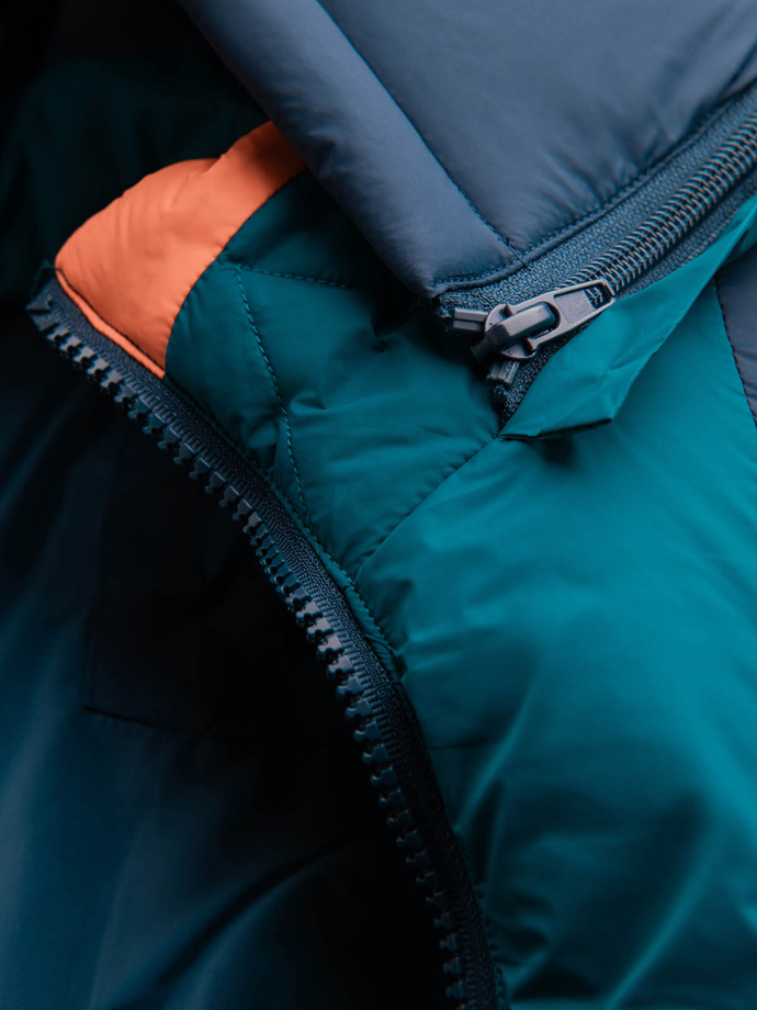 Men's sporty colorful retro jacket - navy blue and orange V3 OM-JALP-0175