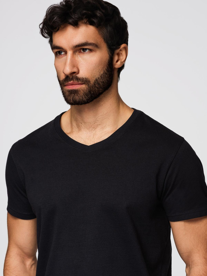 BASIC men's classic cotton T-shirt with a crew neckline - black V1 OM-TSBS-0237