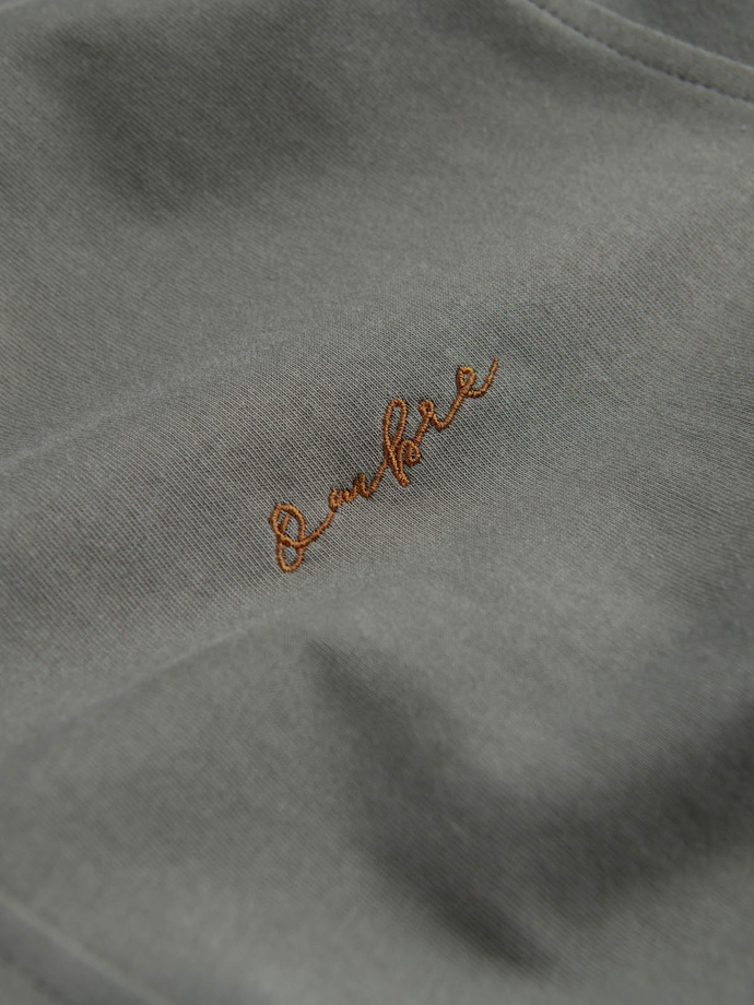 Bawełniana męska koszula REGULAR z dzianiny single jersey - jasny khaki V4 OM-SHCS-0138