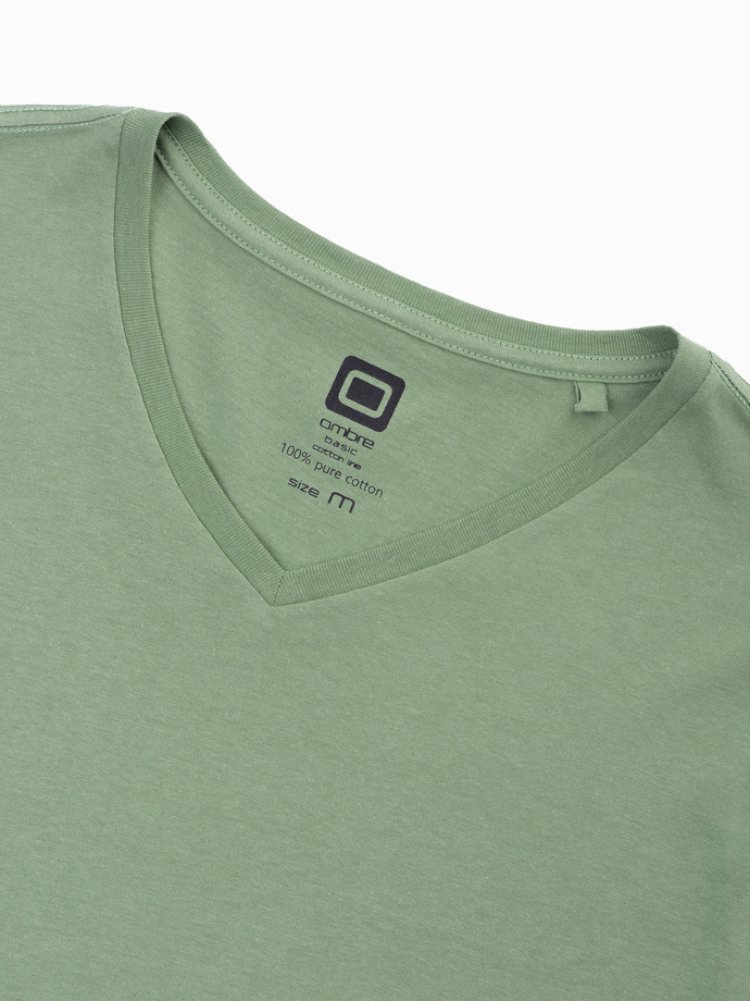 BASIC classic men's tee-shirt with a serape neckline - light green V11 S1369