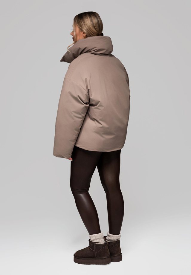 Women's quilted jacket with stand-up collar OW-JALP-0101 v3 - taupe