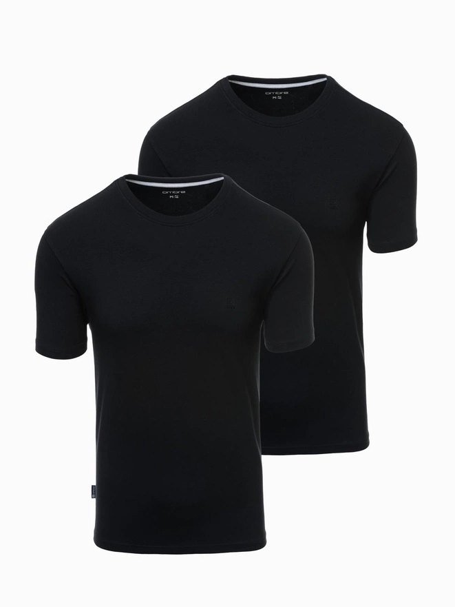 BASIC men's cotton t-shirt set with round neckline - black/white/ navy V1 OM-TSBS-0232