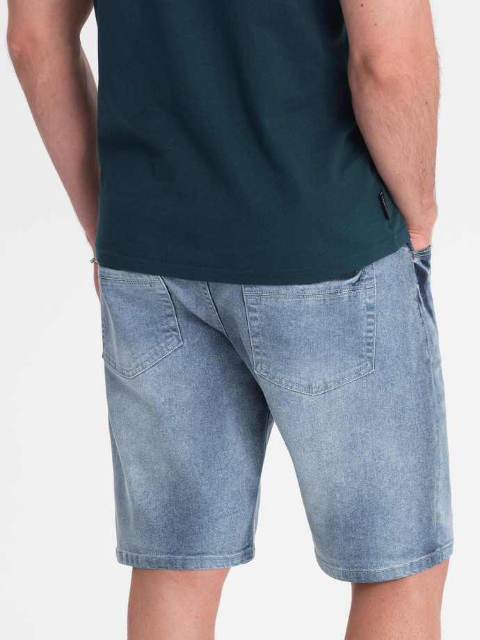 Jeansowe krótkie spodenki męskie z delikatnym washem – jasnoniebieskie V1 OM-SRDS-0145