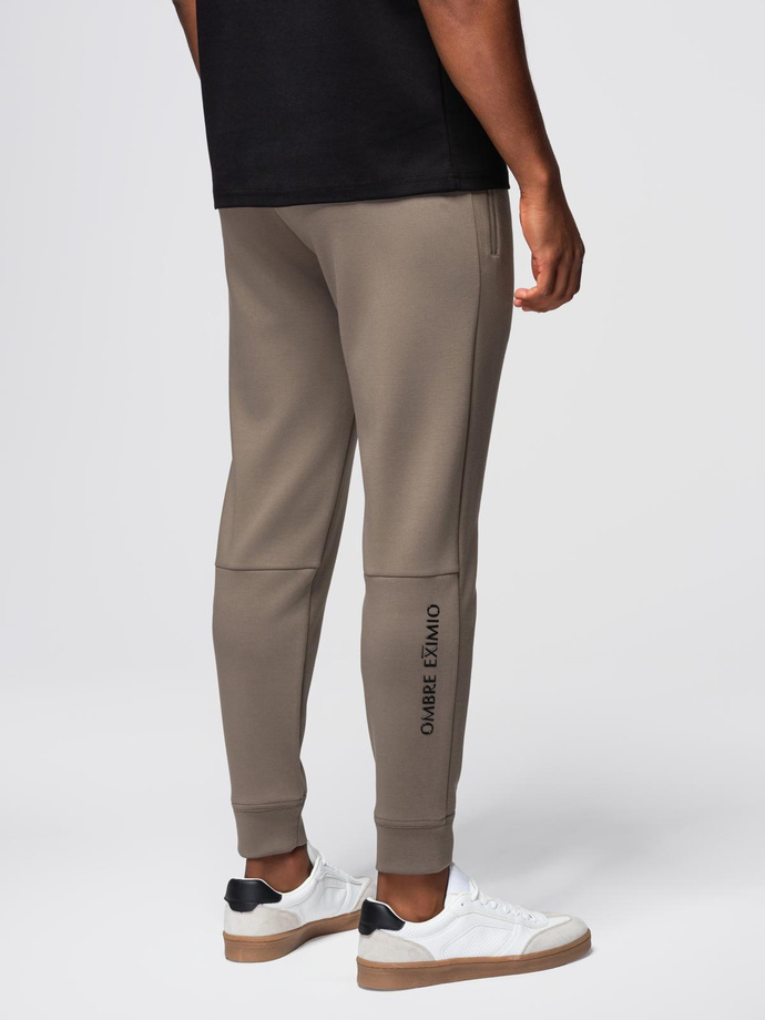 Men's sweatpants with ribbed legs and rubber print - ash V3 OM-PASK-0223