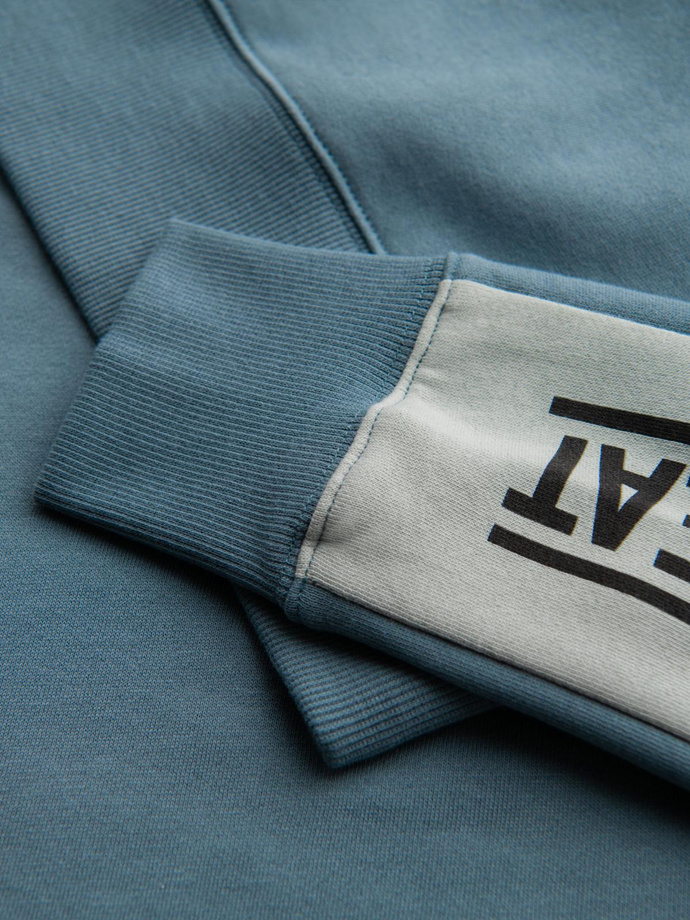 Bluza męska z kontrastowymi lampasami i raglanowym rękawem – rozbielony turkus V4 OM-SSNZ-0200