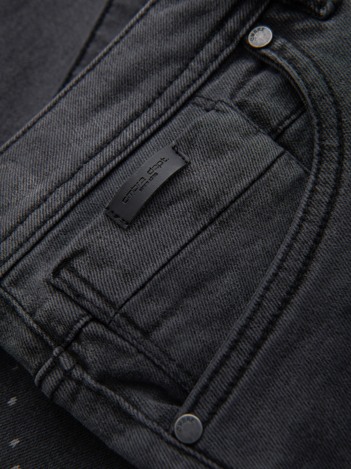 Męskie krótkie spodenki jeansowe z przetarciami i podwiniętą nogawką – szare V3 OM-SRDS-0186