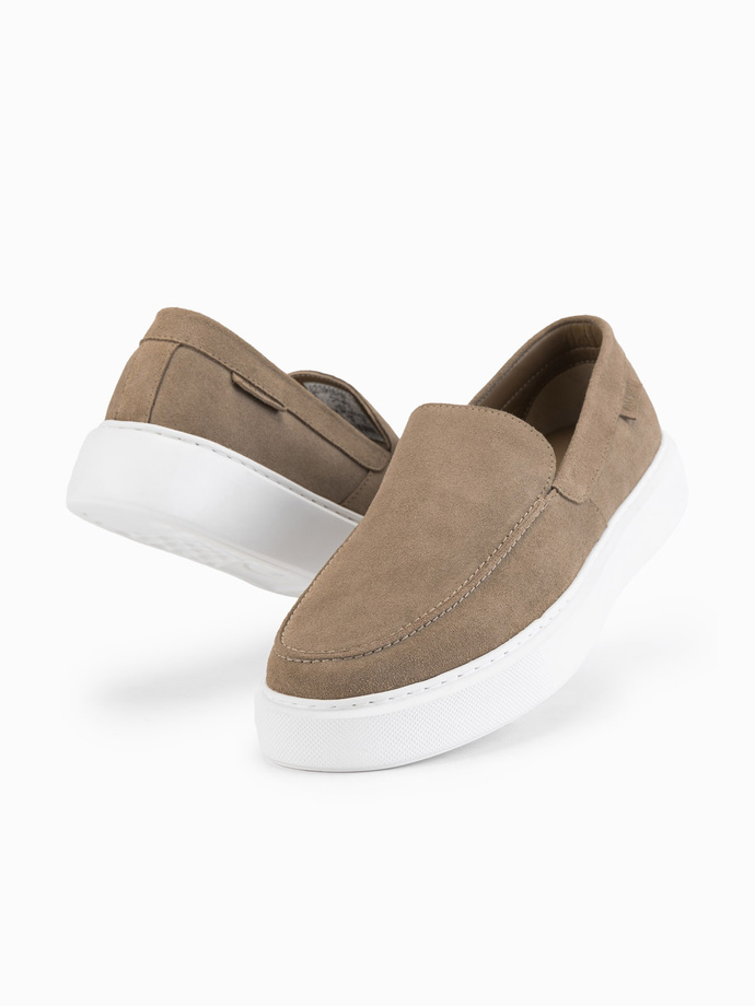 Men's slip on half shoes on thick sole - dark beige V1 OM-FOCS-0152