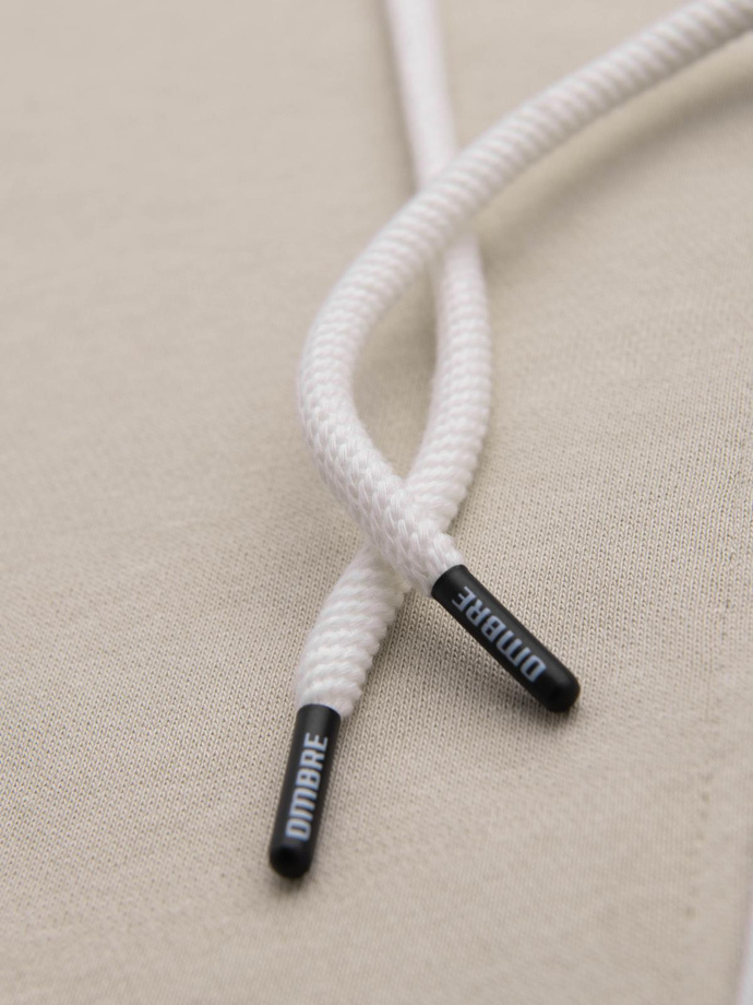 Bluza męska dresowa BASIC rozpinana z kapturem - jasnobeżowa V1 OM-SSBZ-0178