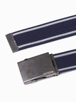 Men's two-tone parchment belt - navy blue A028 