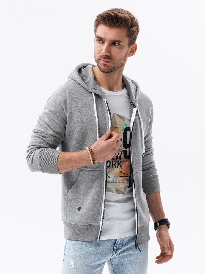 Men's zip-up sweatshirt - grey melange B977