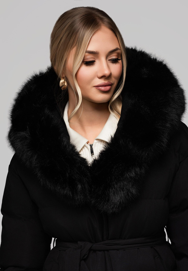 Women's insulated jacket with fur OW-JALP-0103 v2 - black