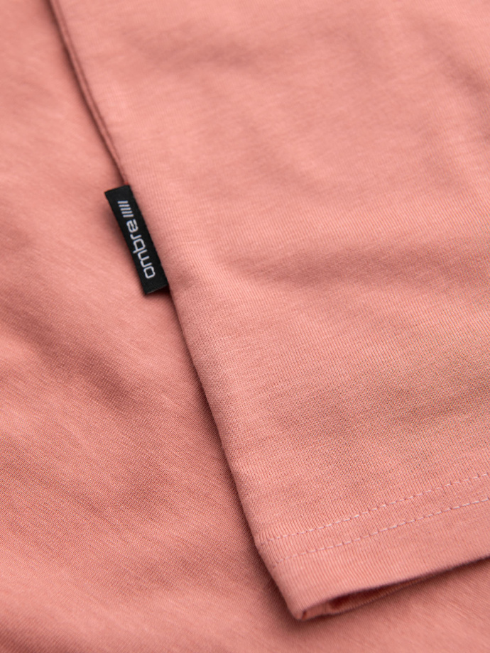 BASIC men's classic cotton tee-shirt with a v-neck - pink V7 OM-TSBS-0237