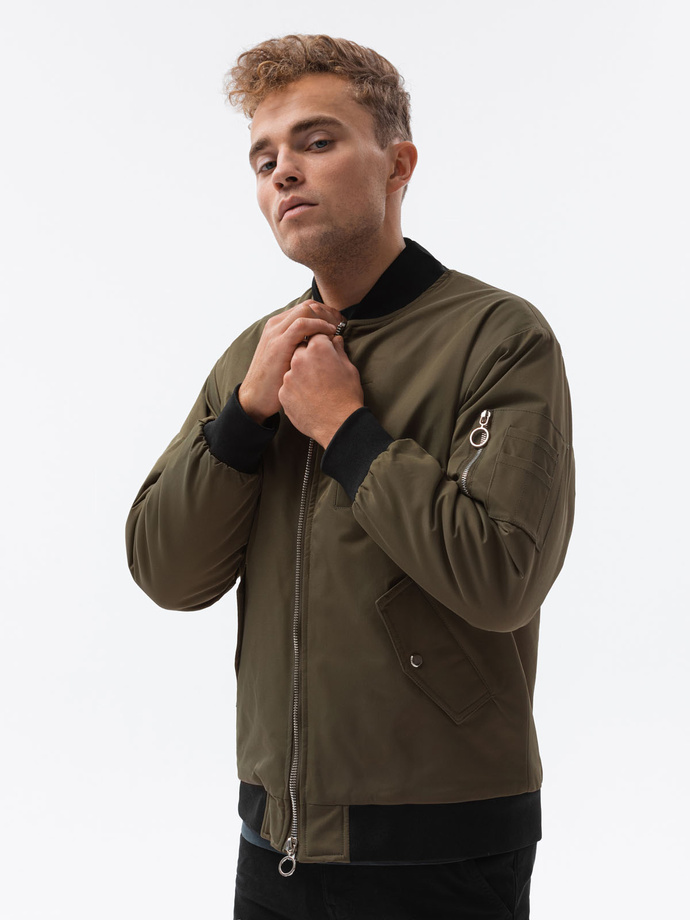 Men's insulated bomber jacket - olive V7 C516