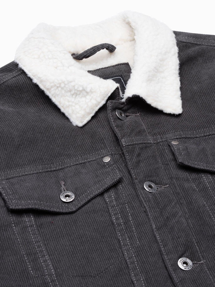 Men's mid-season jacket - dark grey C524