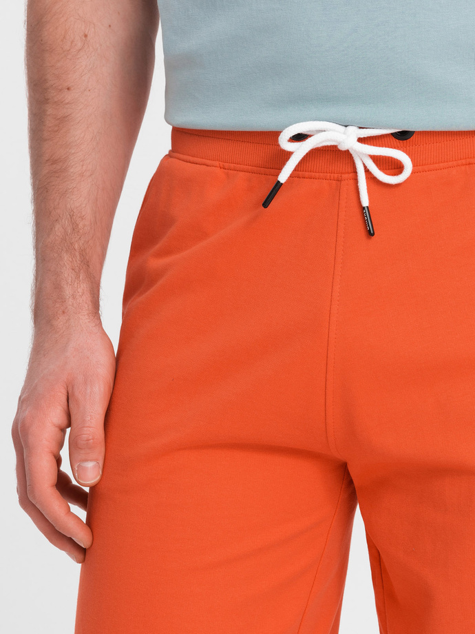 Men's rounded leg sweat shorts - orange V5 OM-SRSK-0105