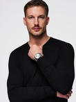 Classic men's sweater with round neckline - black V2 OM-SWBS-0106