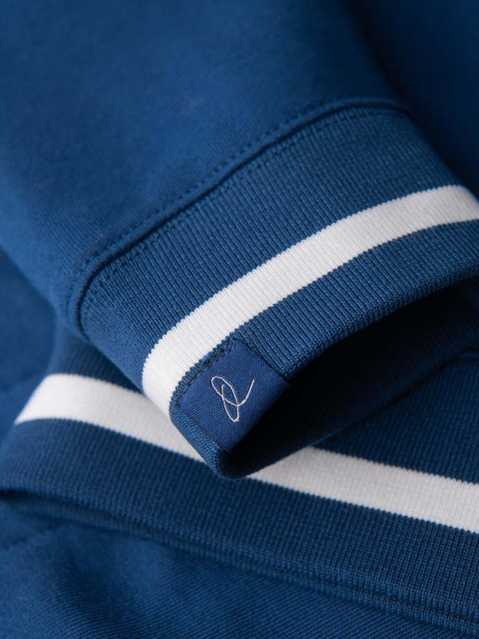 Męska bluza z raglanowym rękawem i kontrastowymi detalami – ciemnoniebieska V1 OM-SSNZ-0244