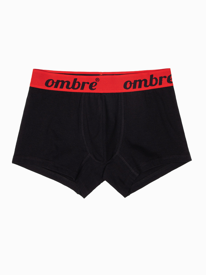 Men's cotton boxer shorts with contrasting elastic - 7-pack black V1 OM-UNBO-0100