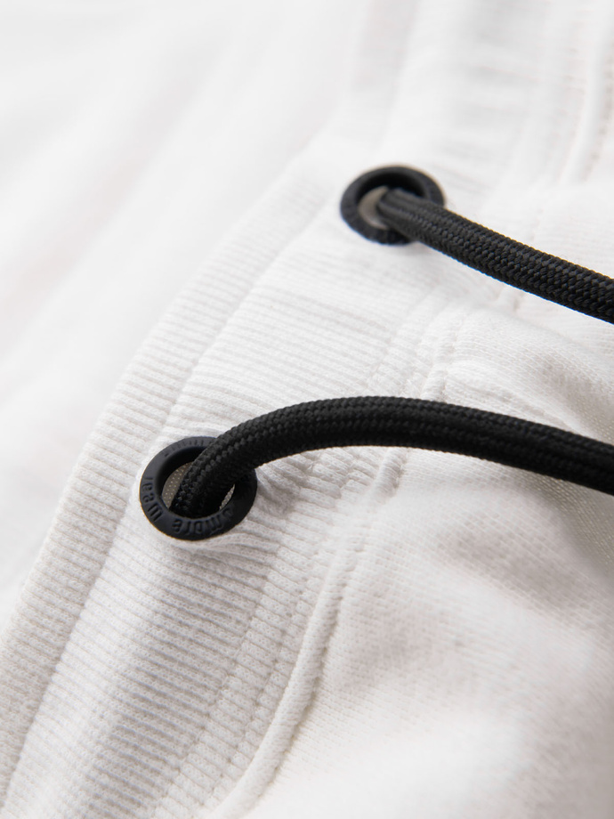 Męskie krótkie spodenki dresowe w szerokie pasy – złamana biel V1 OM-SRSK-0182