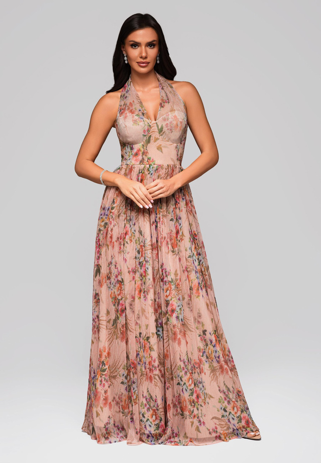 Evening dress LA-OM-DLR180 - nude