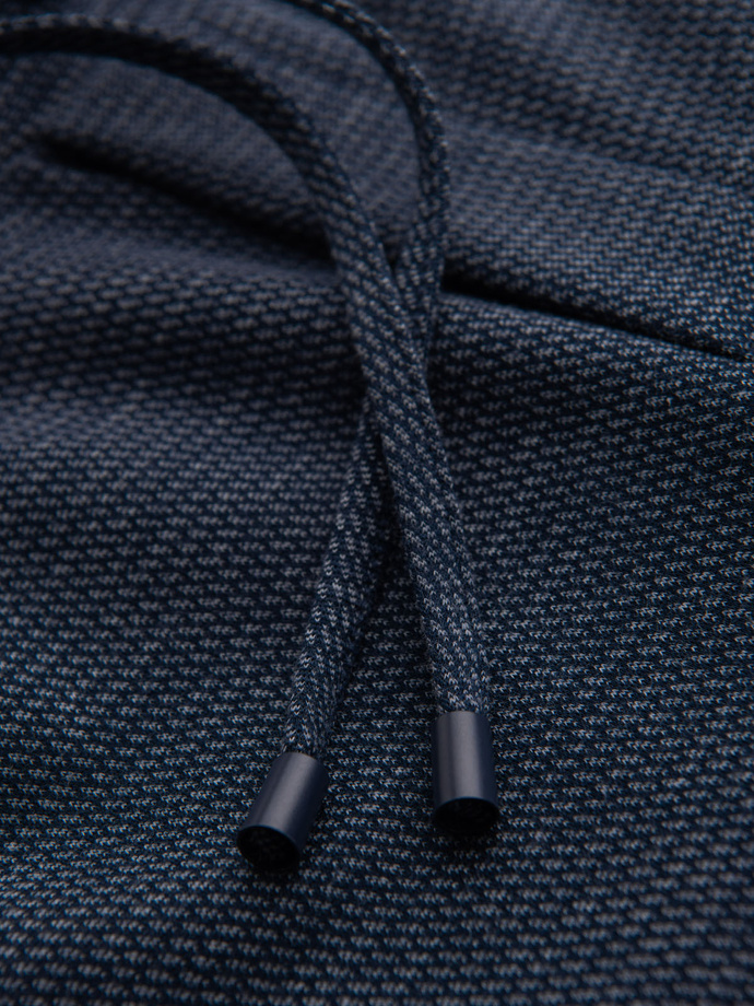 Men's short shorts with structured knit elastic band - navy blue V1 OM-SRCS-0177