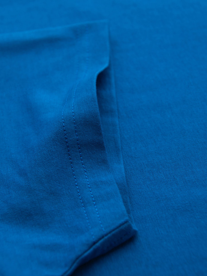 Męski klasyczny bawełniany T-shirt BASIC - niebieski V12 OM-TSBS-0236