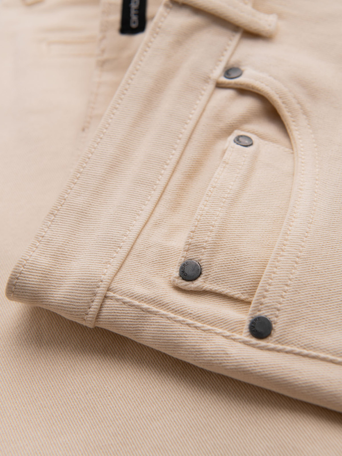 Men's denim classic shorts with rolled up leg - cream V2 OM-SRDS-0162