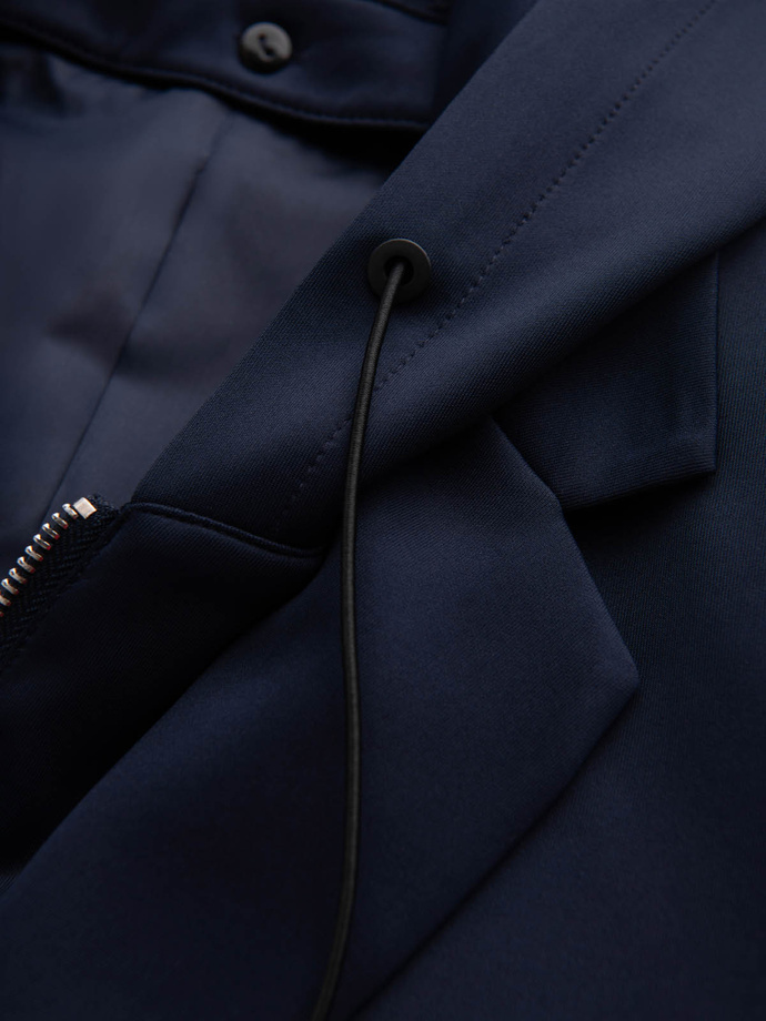 Men's blazer with detachable underlining and hood - navy blue V2 OM-BLZB-0126