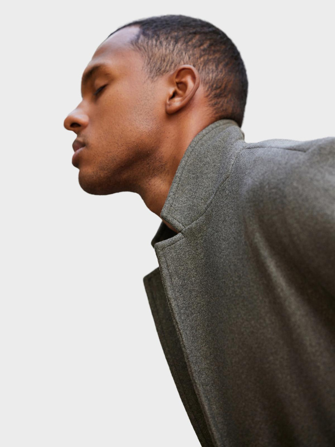 Men's lightweight single-breasted coat - graphite-khaki V6 OM-COWC-0104