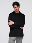 Men's structured knit polo collar sweatshirt - black V8 OM-SSNZ-0149