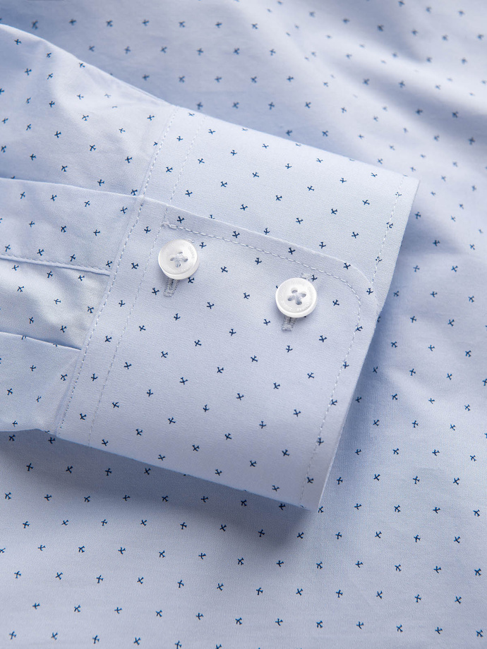 Classic men's cotton SLIM FIT shirt in micro pattern - blue V7 OM-SHCS-0156