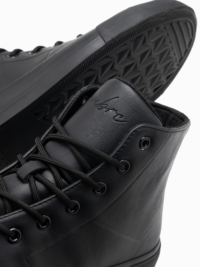 Wysokie buty trampki męskie z gumowym noskiem – czarne V6 OM-FOSH-0138
