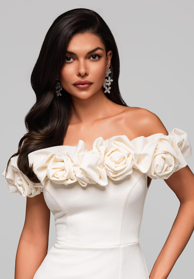 Sukienka wieczorowa LA-OM-DLR178 - ecru