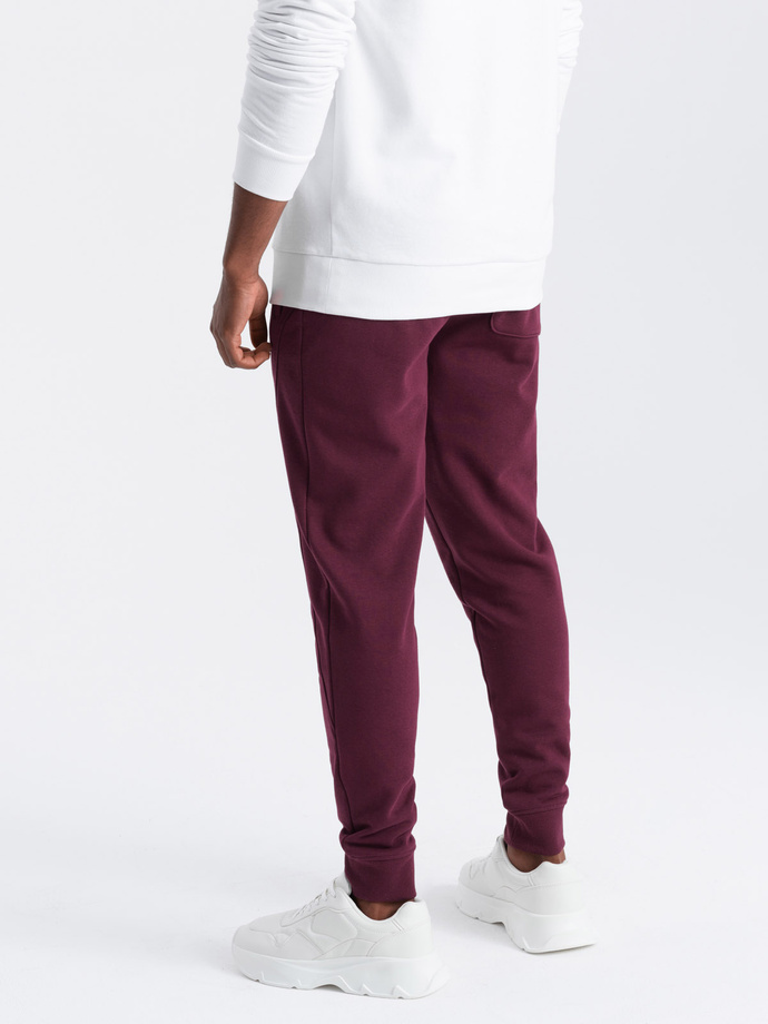 Men's BASIC cotton jogger sweatpants - maroon V3 OM-PABS-0174