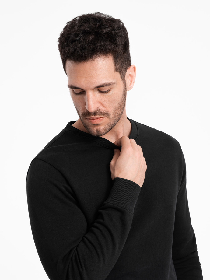 BASIC men's sweatshirt with round neckline - black V5 OM-SSBN-0175