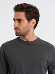 Męski longsleeve BASIC z okrągłym dekoltem - grafitowy V6 OM-LSBL-0106