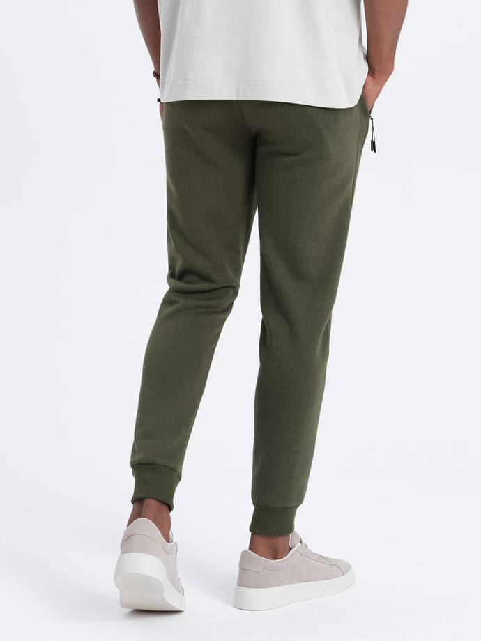 Men's sweatpants with stitching - khaki V1 OM-PASK-0137