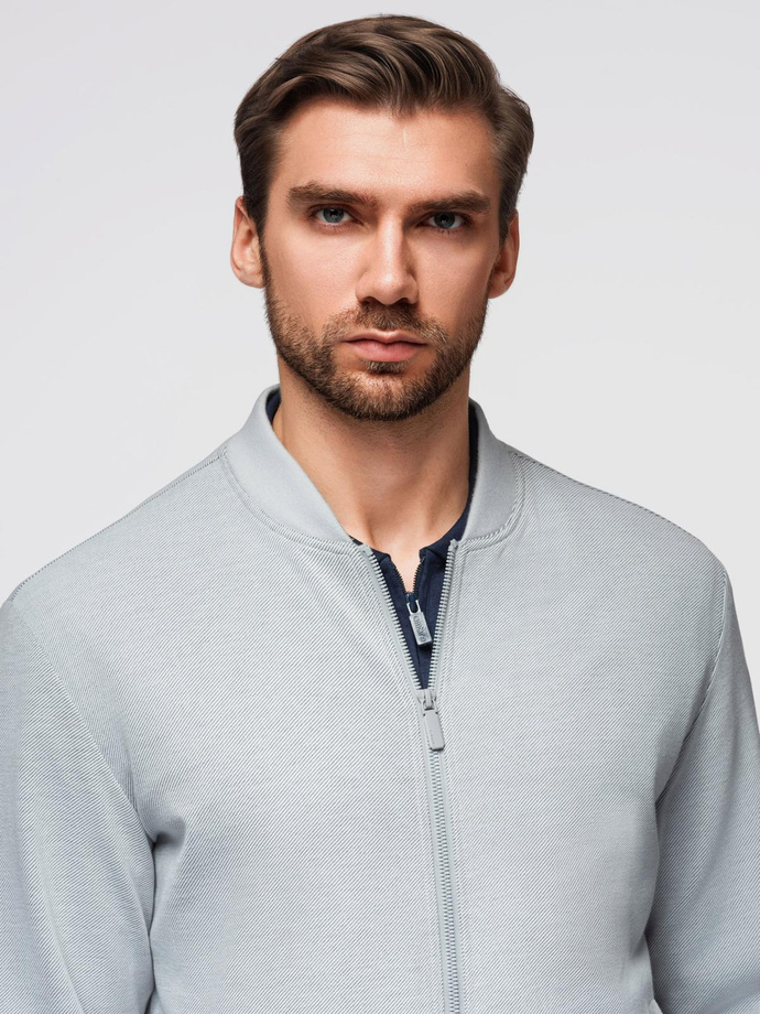 Kurtka bomberka męska z raglanowym rękawem – jasnoszara V4 OM-JANP-0159