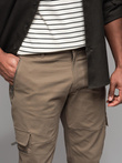 Men's cargo pants STRAIGHT LEG with zippered pockets - khaki V3 OM-PACG-0204