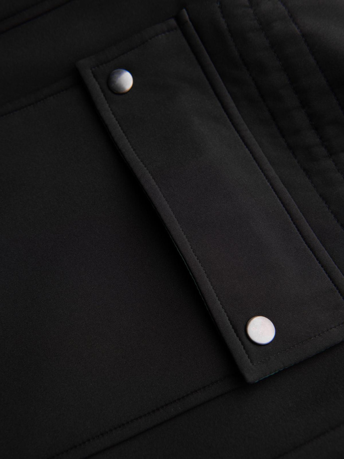 Men's parka coat with fleece lining and waist adjustment - black V2 OM-JAPJ-0314