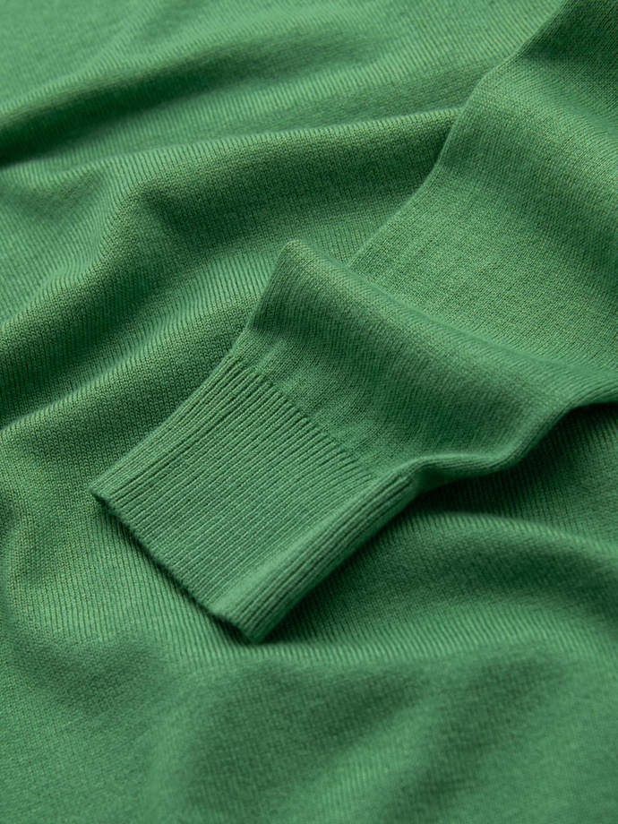 Męski sweter klasyczny z wiskozą BASIC z okrągłym dekoltem – zielony V13 OM-SWBS-0106