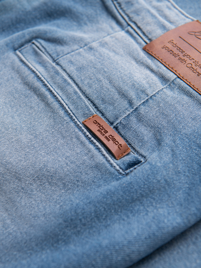 CARROT men's denim pants with rubbing - light blue V1 OM-PADP-0253