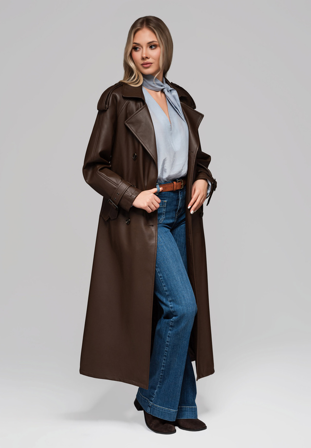 Women's LARICA trench coat with belt OW-COLC-0101 v2 - brown