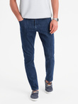 Classic men's SLIM FIT jeans with elastane - dark blue V3 OM-PADP-0216